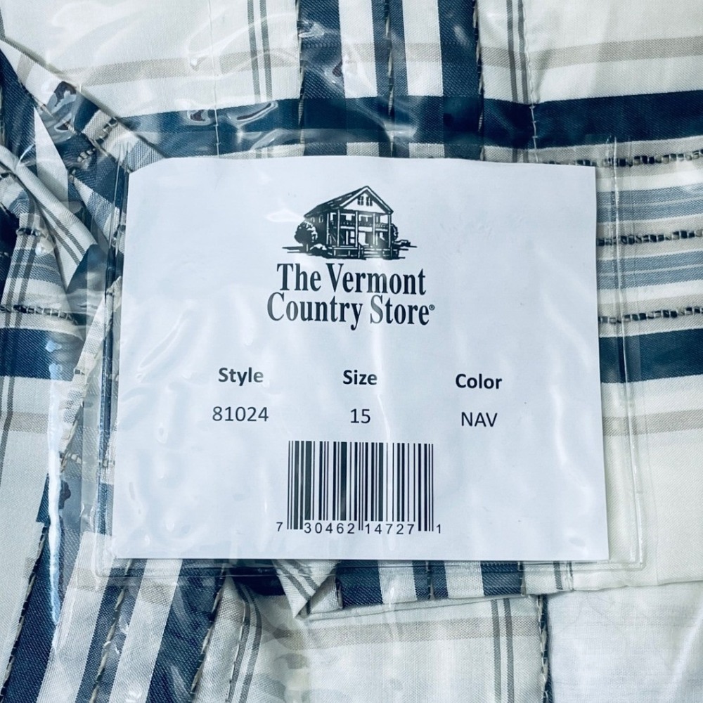 Vermont‎ Country Store Navy Blue Plaid Lined Tailored Valance 15x50 NEW